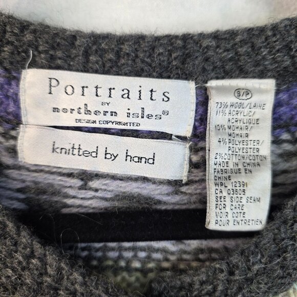 Wool Blend Fair Isle Hand Knit Small Cardigan Portraits Northern Isles Deadstock - Picture 2 of 9